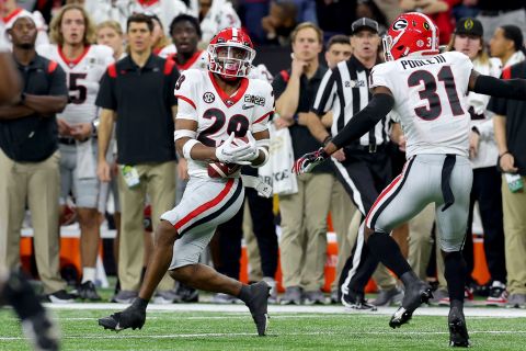 Georgia's Anthony Summey intercepts Young early in the third quarter. It was the first turnover of the game.