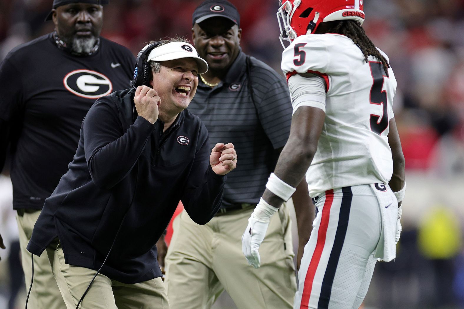 Smart celebrates with Ringo after his touchdown.