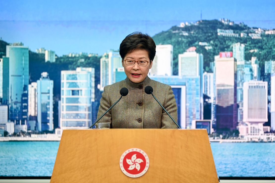Hong Kong Chief Executive Carrie Lam at a news conference on January 11.
