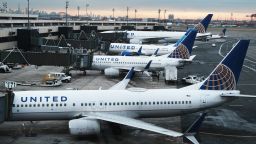 United Airlines planes sit on the runway at Newark Liberty International Airport on November 30, 2021 in Newark, New Jersey. 