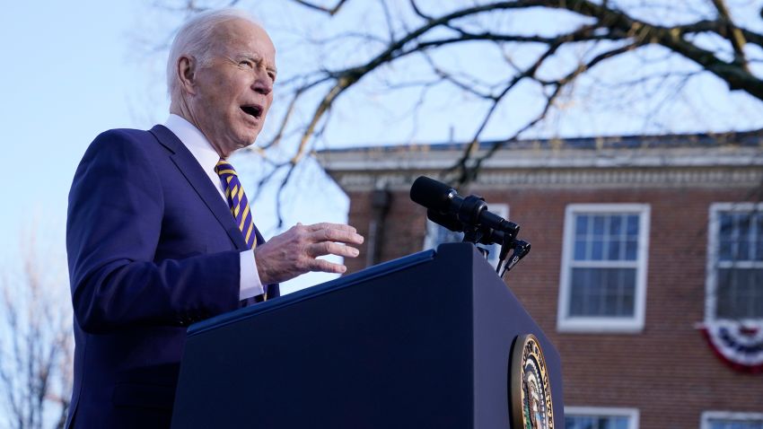 President Joe Biden speaks in support of changing the Senate filibuster rules that have stalled voting rights legislation, at Atlanta University Center Consortium, on the grounds of Morehouse College and Clark Atlanta University, Tuesday, Jan. 11, 2022, in Atlanta. (AP Photo/Patrick Semansky)