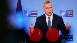 NATO Secretary General Jens Stoltenberg speaks during a media conference at NATO headquarters in Brussels, Monday, Jan. 10, 2022. (AP Photo/Olivier Matthys)