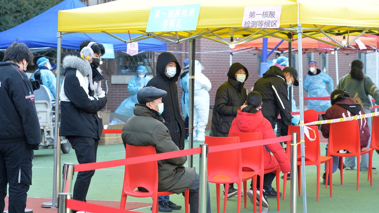 Residents line up for Covid tests in Tianjin on January 10. 