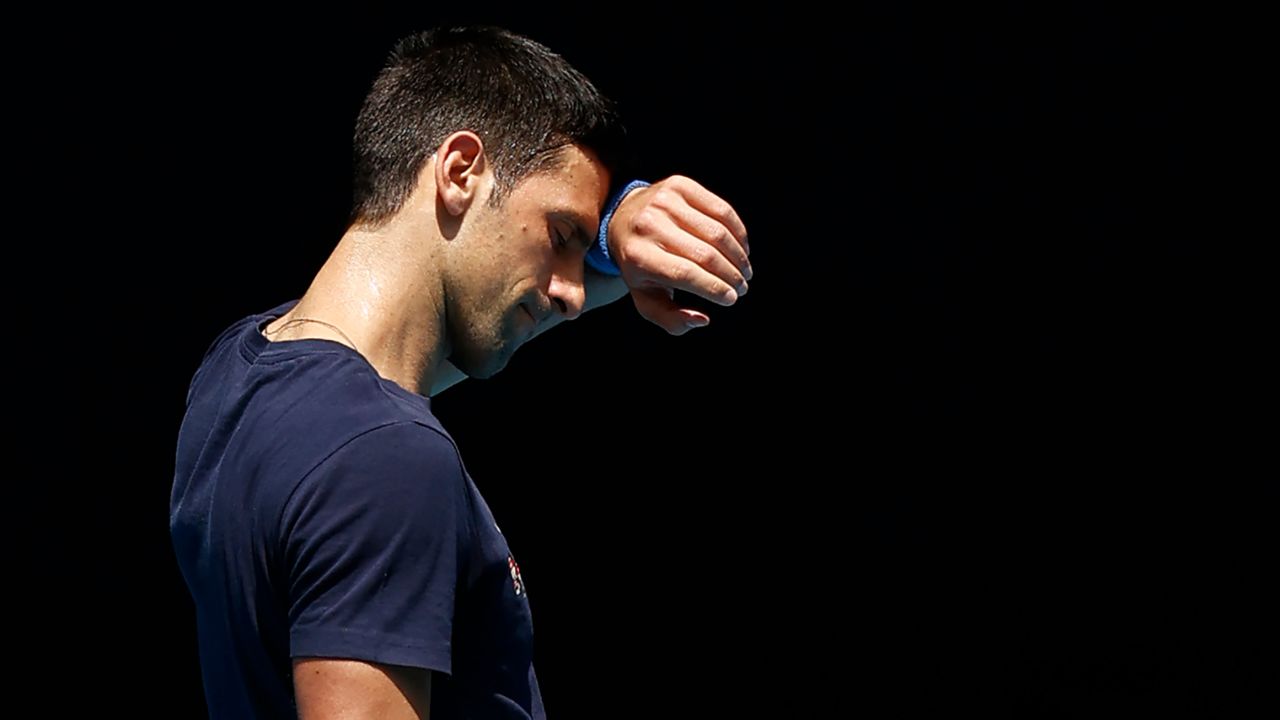 Djokovic during a practice session on Wednesdaym,  January 12.