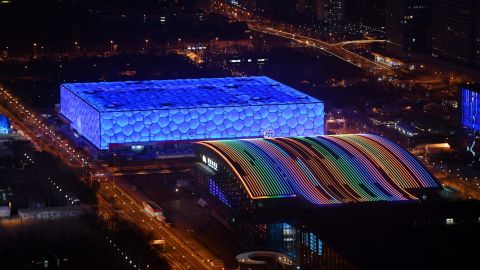 The National Aquatics Center (left) and the National Indoor Stadium (right) will both host events during the Winter Olympics. 