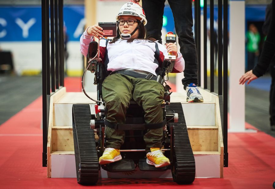More than a contest, Cybathlon is a competition that showcases high-tech devices for people with physical disabilities. Organized by Swiss university ETH Zurich, participants compete in events that involve everyday tasks such as balancing on rocks with a prosthetic leg or overcoming uneven terrain in an electric-powered wheelchair race. Pictured, Cho Yu NG competes at the first Cybathlon in 2016. 