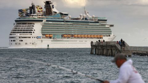 Royal Caribbean's Mariner of the Seas departs Port Canaveral, Florida, on January 11, 2021.