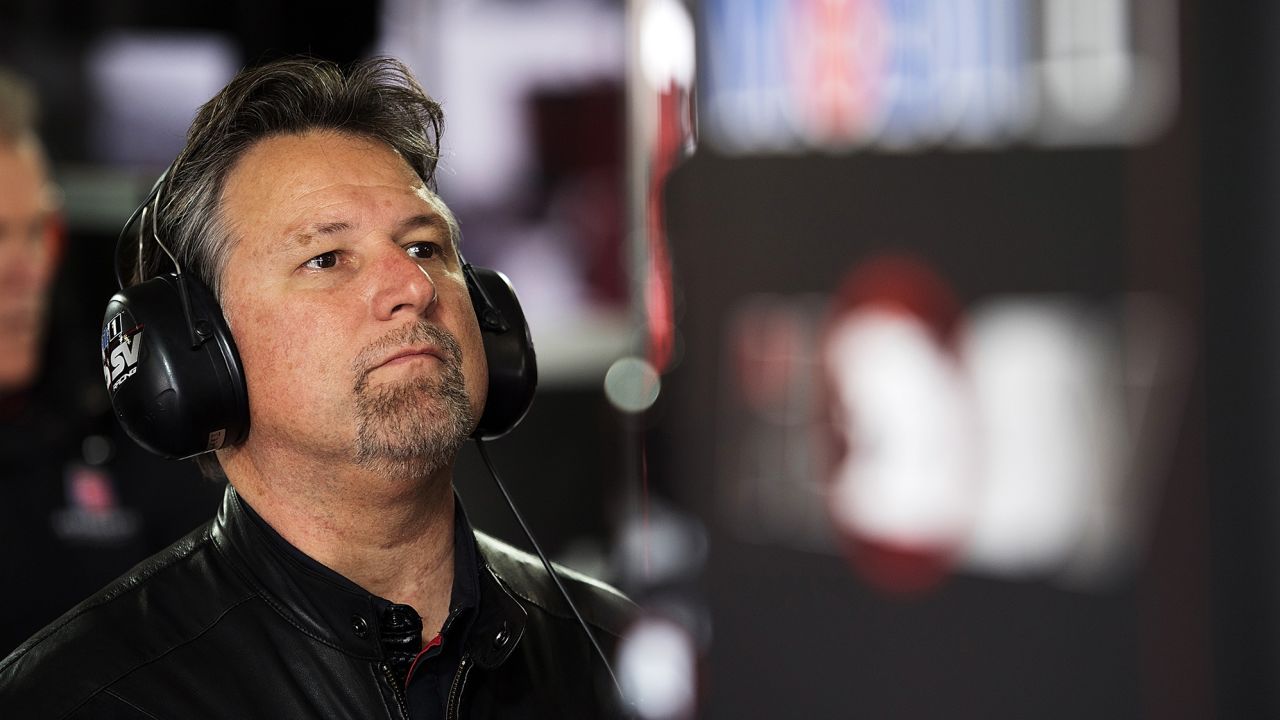 Michael Andretti looks on during practice ahead of a 2017 race in Australia. 