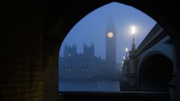 LONDON, UNITED KINGDOM - JANUARY 23:  The Houses of Parliament and the Elizabeth Tower, commonly known as Big Ben, are seen through the fog on January 23, 2017 in London, United Kingdom.  Around 100 flights from airports around London have been cancelled due to the thick freezing fog covering the south of England.  (Photo by Leon Neal/Getty Images)
