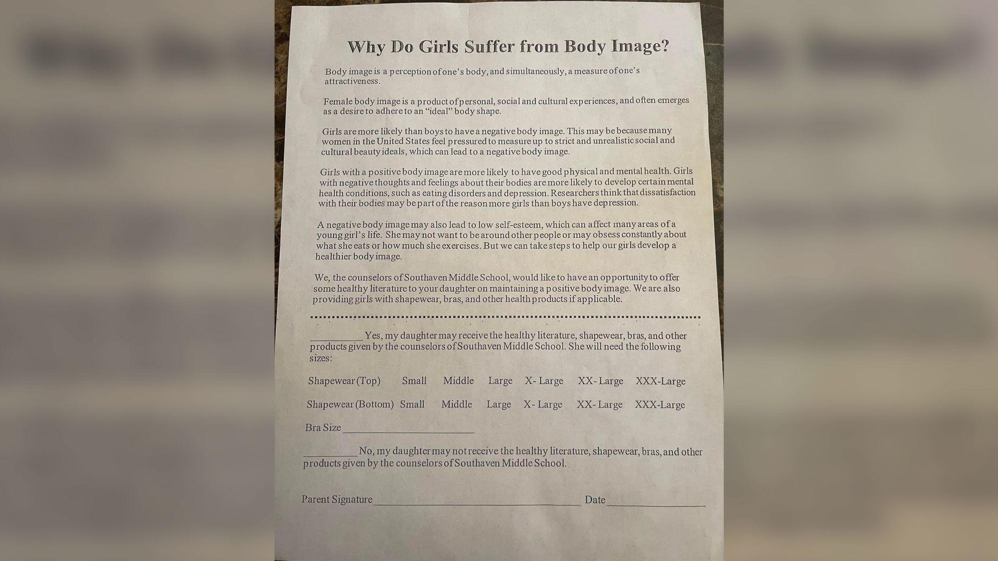 Parents outraged after school suggests shapewear to tackle body image  issues in middle school girls