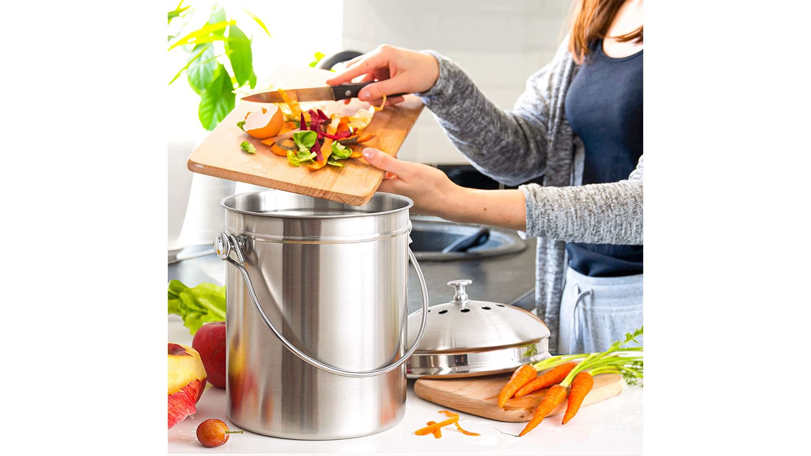 Stainless Steel Kitchen Composter with Grip