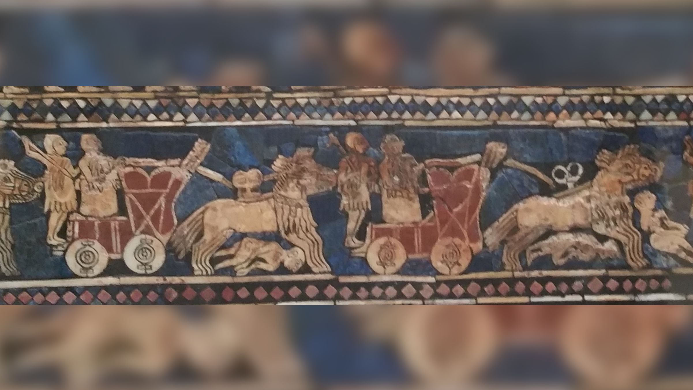 Detail of the "War panel" of the "Standard of Ur," exhibited in the British Museum, London, which depicts Kungas pulling wagons. Thierry Grange/IJM/CNRS-Université de Paris