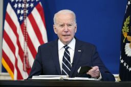 President Joe Biden speaks about the government's Covid-19 response, Thursday, January 13, 2022.