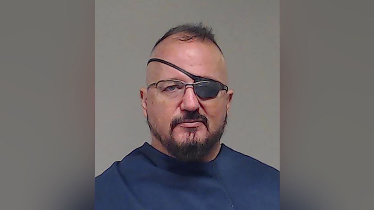 Booking photo of Oath Keepers leader Stewart Rhodes.From Collin County, Texas