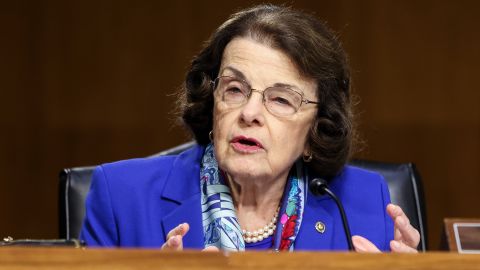 Sen. Dianne Feinstein, a Democrat from California, speaks during a Senate Appropriations Committee hearing in April 2021 in Washington, DC. 