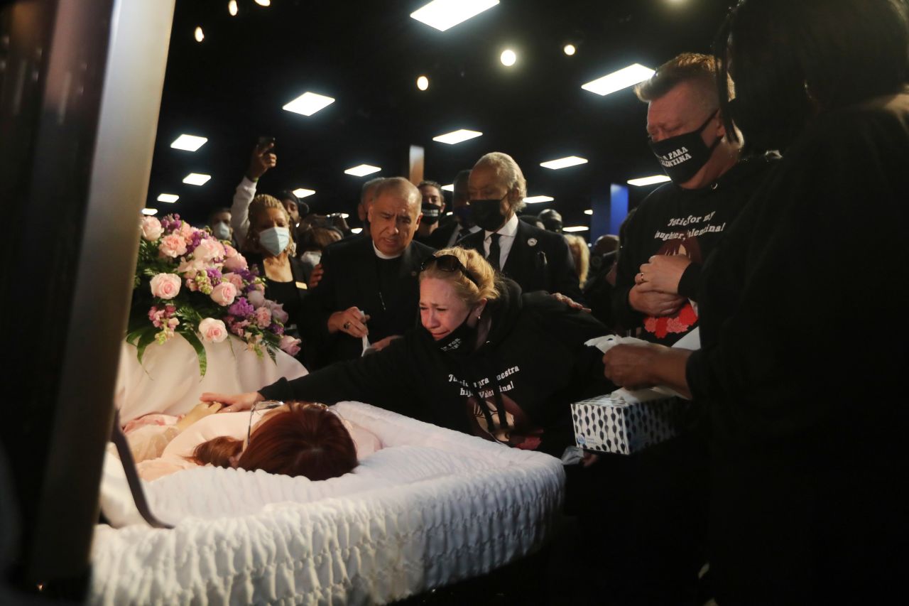 Soledad Peralta grieves at the funeral for her 14-year-old daughter, Valentina Orellana-Peralta, at a church in Gardena, California, on Monday, January 10. Valentina was fatally shot by a stray bullet, fired by a Los Angeles police officer, while she was Christmas shopping with her mother last month. The Rev. Al Sharpton delivered <a href="https://www.cnn.com/2022/01/10/us/valentina-orellana-peralta-funeral-lapd-shooting/index.html" target="_blank">Valentina's eulogy</a> and discussed the need for police reform.