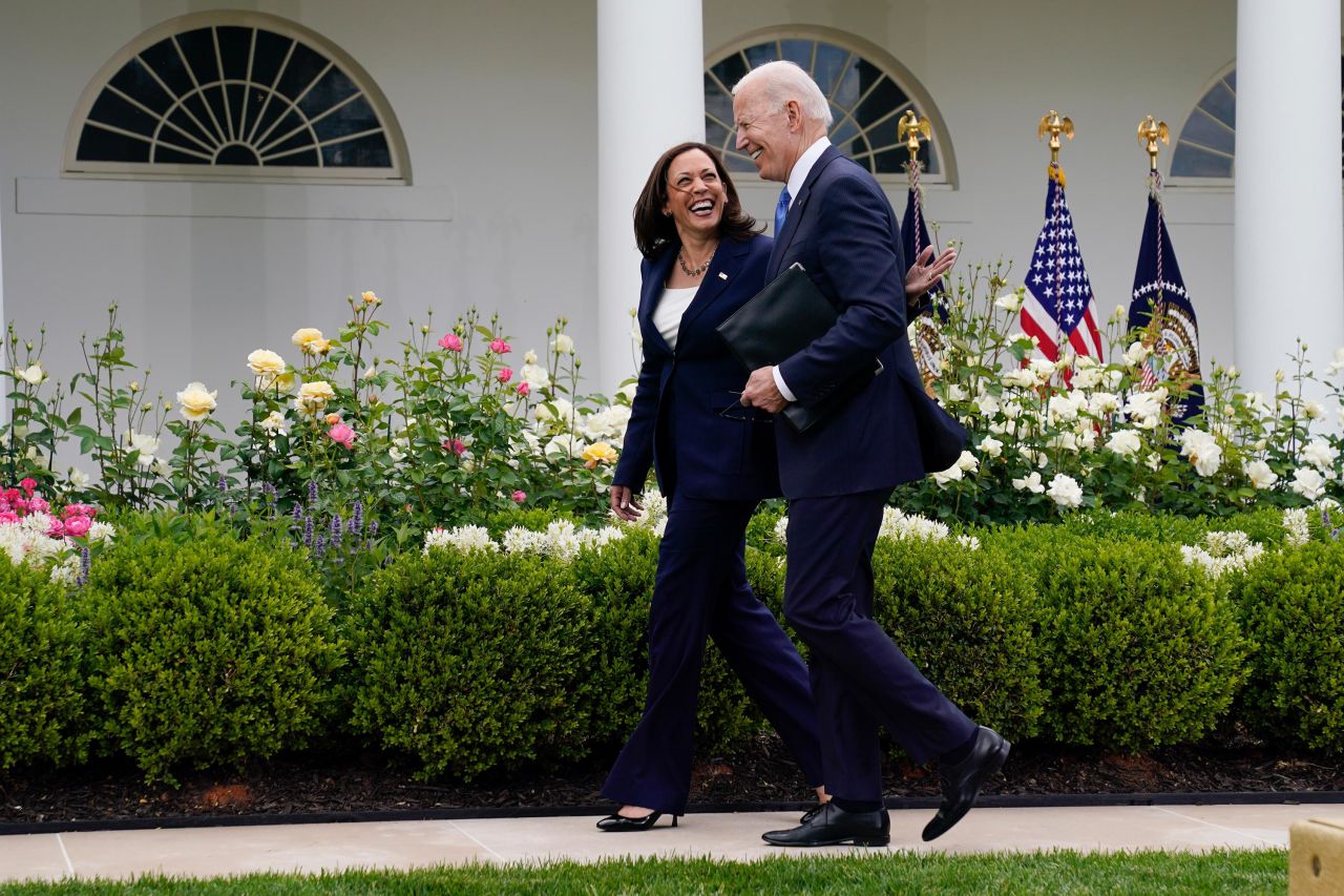 Biden and Harris walk together after speaking to the press in the White House Rose Garden on May 13.<br /><br />This photograph was taken after the CDC <a href="https://www.cnn.com/world/live-news/coronavirus-pandemic-vaccine-updates-05-13-21/h_bfe72b03f7310f18100107355743e637" target="_blank">updated their mask guidelines</a> for vaccinated people.<br /><br />"The mood was optimistic that the end of the pandemic was within reach and some normalcy would be returning to our lives," Associated Press photographer Evan Vucci said. "Unfortunately that wasn't the case, but at the time it felt like the first piece of good news in a long time."