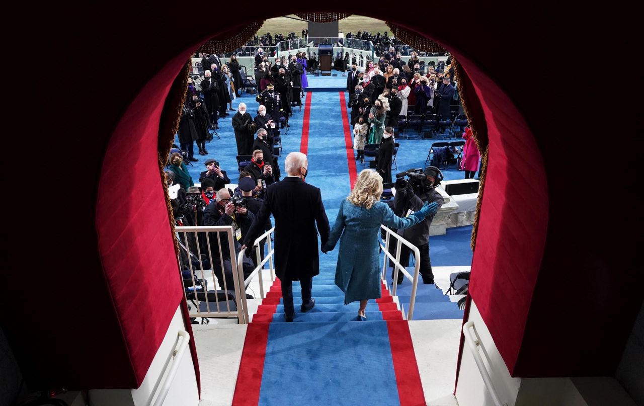 Joe Biden and his wife, Jill, arrive at <a href="https://www.cnn.com/2021/01/19/politics/gallery/joe-biden-inauguration-photos/index.html" target="_blank">his inauguration</a> on January 20, 2021. Biden pledged to be a president for all Americans — even those who did not support his campaign. "Today, on this January day, my whole soul is in this: bringing America together, uniting our people, uniting our nation," he said in his inaugural address.