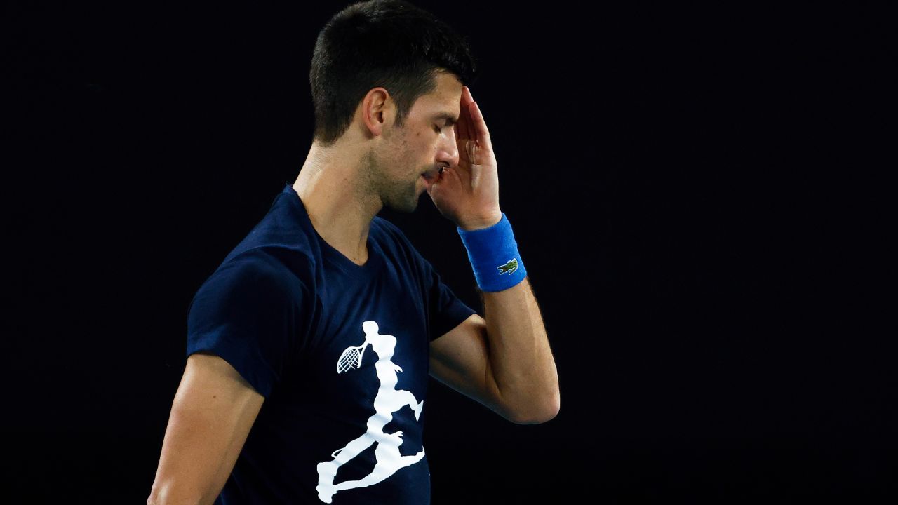 Novak Djokovic during a practice session ahead of the 2022 Australian Open at Melbourne Park on January 14.