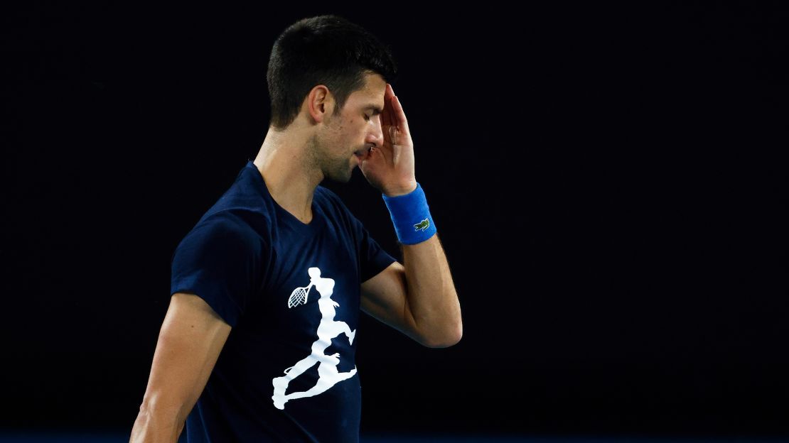 Novak Djokovic during a practice session ahead of the 2022 Australian Open at Melbourne Park on January 14.