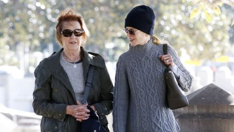 Actress Nicole Kidman (R) takes a stroll with her mother Janelle at Balmoral Beach in Sydney, New South Wales. 