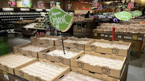 Empty shelves at a Wegmans supermarket on January 9 in Alexandria, Virginia.