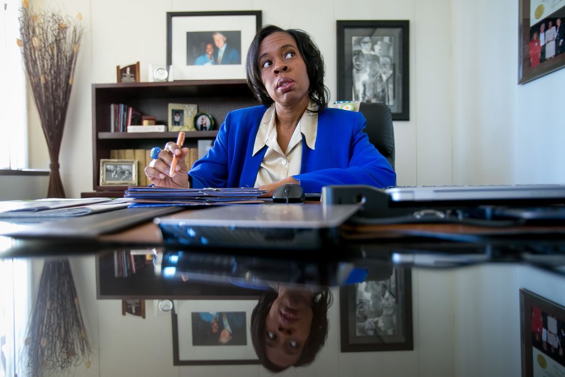 Leah Landrum Taylor, seen in her office at the Arizona state Senate in 2014, was ousted as minority leader in 2013. 