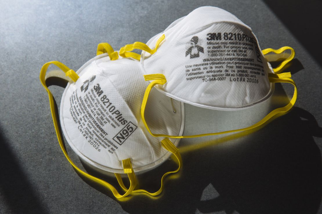 3M Performance Particulate Respirator 8210Plus N95s are arranged for a photograph in New York state on July 29, 2020. 