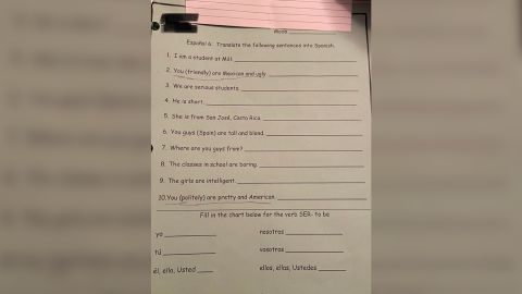 The sixth grade Spanish homework assignment some parents are calling racist.