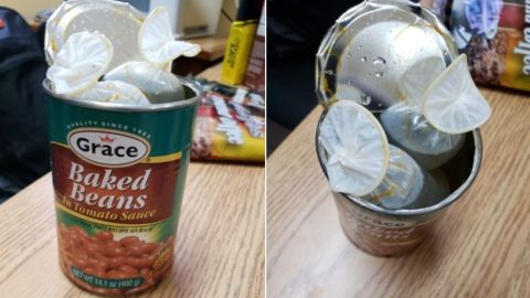 The men were able to reseal the tin cans using a machine can sealer and blank tin lids.