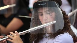  The Bradley-Bourbonnais Community High School band performs at the school's graduation ceremony on May 21, 2021 in Bradley, Illinois.