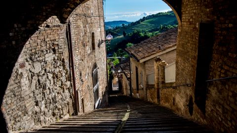 Urbino is known for its 'piole,' steep streets that rollercoaster up and down the hills.