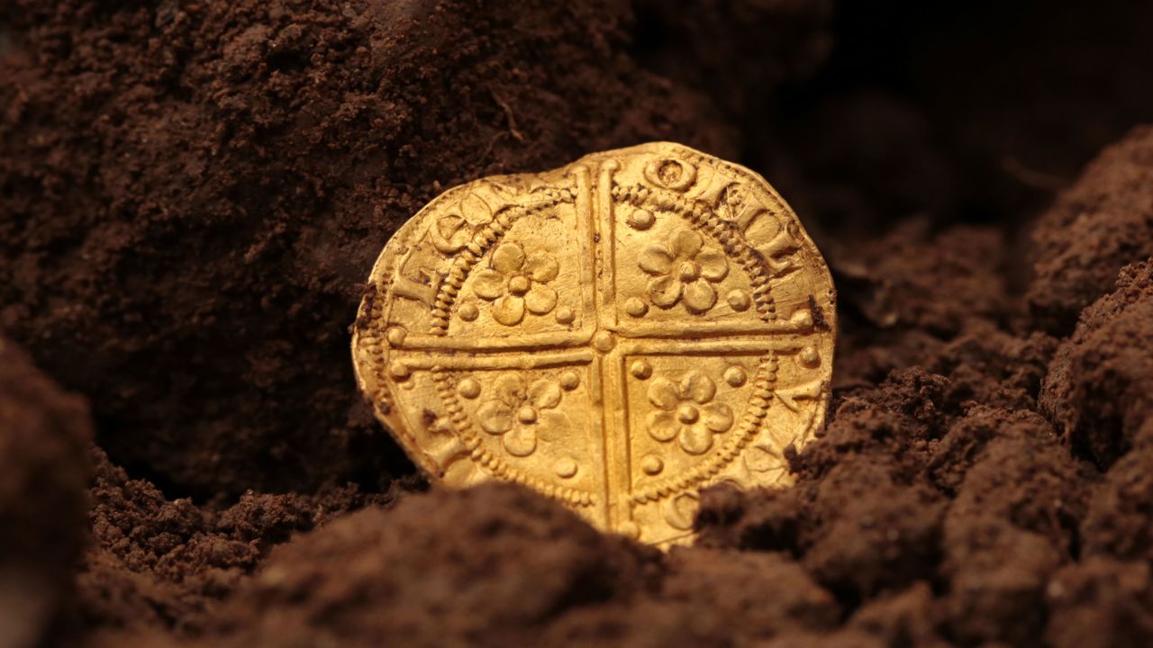 The gold coin was discovered by a metal detector in a farm field in Hemyock in Devon.
