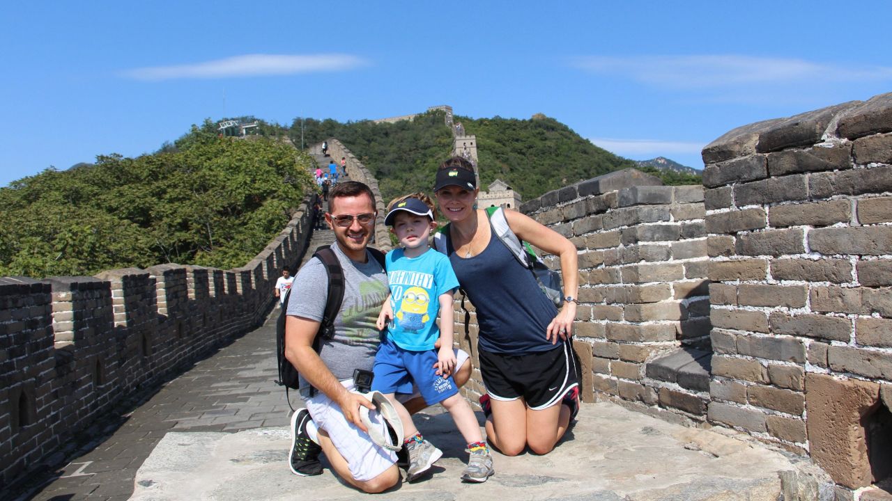 The Sokolowskis traveled to China in 2015, here they are on the Great Wall.