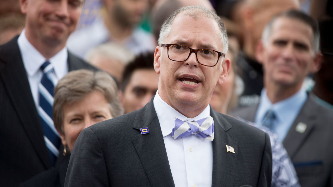 James "Jim" Obergefell, named plaintiff in the Obergefell v. Hodges case, speaks to the media after the same-sex marriage ruling outside the U.S. Supreme Court in Washington, D.C., U.S., on Friday, June 26, 2015. Same-sex couples have a constitutional right to marry nationwide, the U.S. Supreme Court said in a historic ruling that caps the biggest civil rights transformation in a half-century. Photographer: Andrew Harrer/Bloomberg via Getty Images 