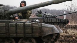 Russian tanks take part in a military drills at Molkino training ground in the Krasnodar region, Russia, Tuesday, Dec. 14, 2021. Russia on Tuesday carried out military exercises in the Rostov region near its border with Ukraine. Tensions between the two countries rose in recent weeks amid reports of a Russian troop buildup near the border that stoked fears of a possible invasion -- allegations Moscow denied and in turn blamed Ukraine for its own military buildup in the east of the country. (AP Photo)