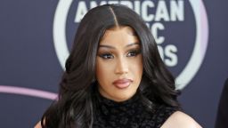 Host Cardi B attends the 2021 American Music Awards Red Carpet Roll-Out with Host Cardi B at L.A. LIVE on November 19, 2021 in Los Angeles, California. 