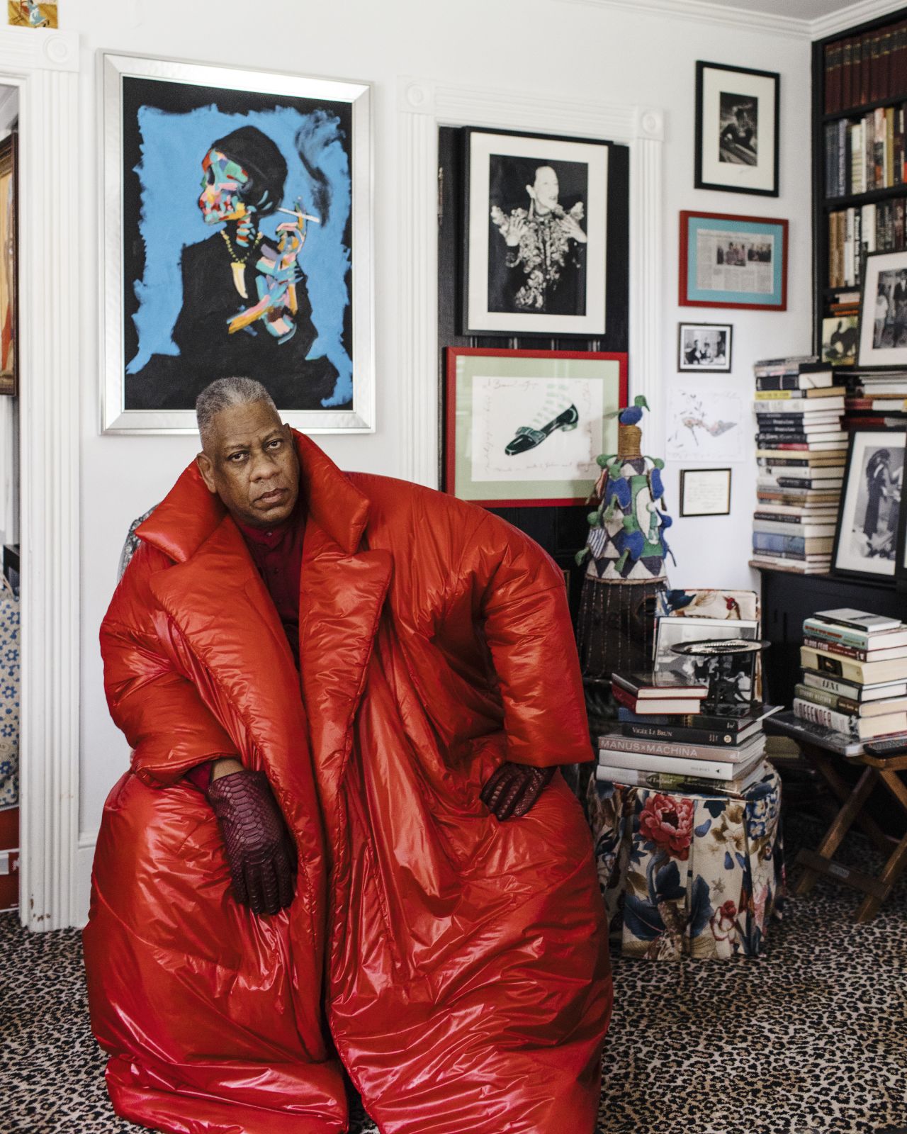 Talley's fashion legacy moved with the times. In 2016, he became known for sporting exaggerated, statement puffer jackets like this one designed by Norma Kamali.