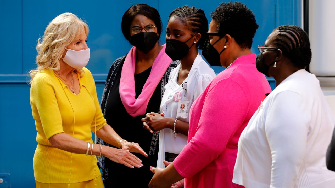 Biden greets people at the Medical University of South Carolina Hollings Cancer Center in Charleston in October.