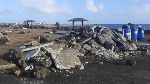 A damaged area in Nuku'alofa, Tonga, on January 20, 2022. 