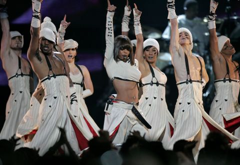 Janet Jackson performs at the Billboard Music Awards in Las Vegas on December 2006.