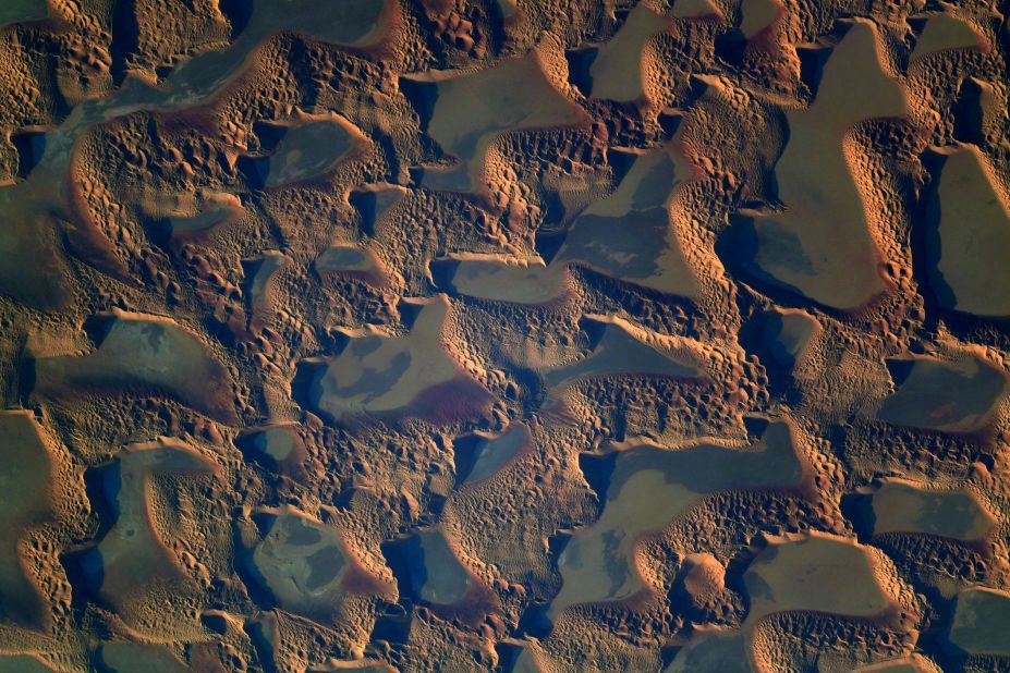 Pesquet took this photograph of sand dunes in the Sahara Desert in September 2021. He read the book "Dune" by Frank Herbert as a teenager and took a copy to space. "I look at the dunes dotted around Earth and think the world Frank Herbert created could very well look like the Sahara," he wrote.