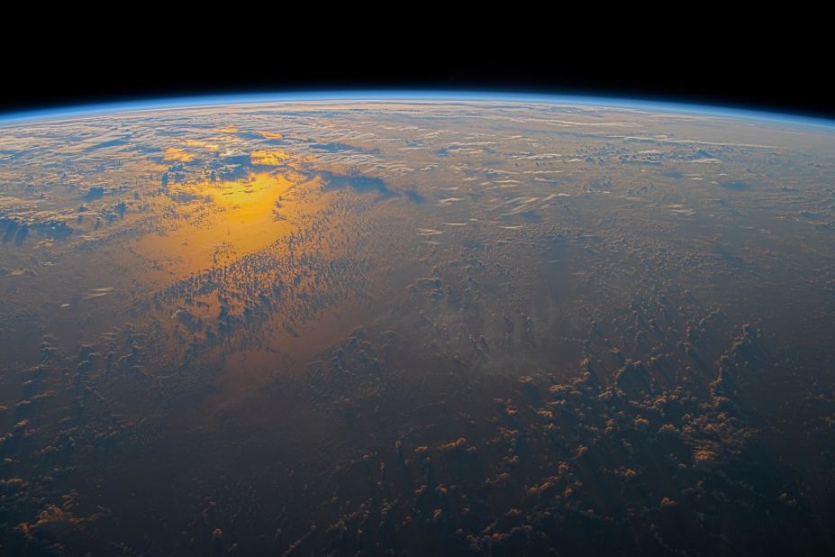 Taken in June 2021, this photograph shows the sun setting on Earth. Pesquet says that he is "optimistic for the future" of our planet. "If we can make a space station fly, then we can save the planet."