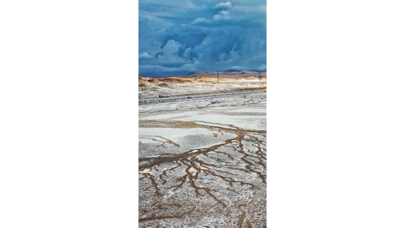 <strong>View from above:</strong> Saudi photographer Osama Al-Habri captured aerial images of icy conditions in Badr Governorate, southwest of the Islamic pilgrimage city of Medina.