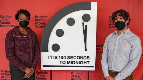 The Doomsday Clock remained at 100 seconds to midnight in 2022 -- the same time it's been set as since 2020.