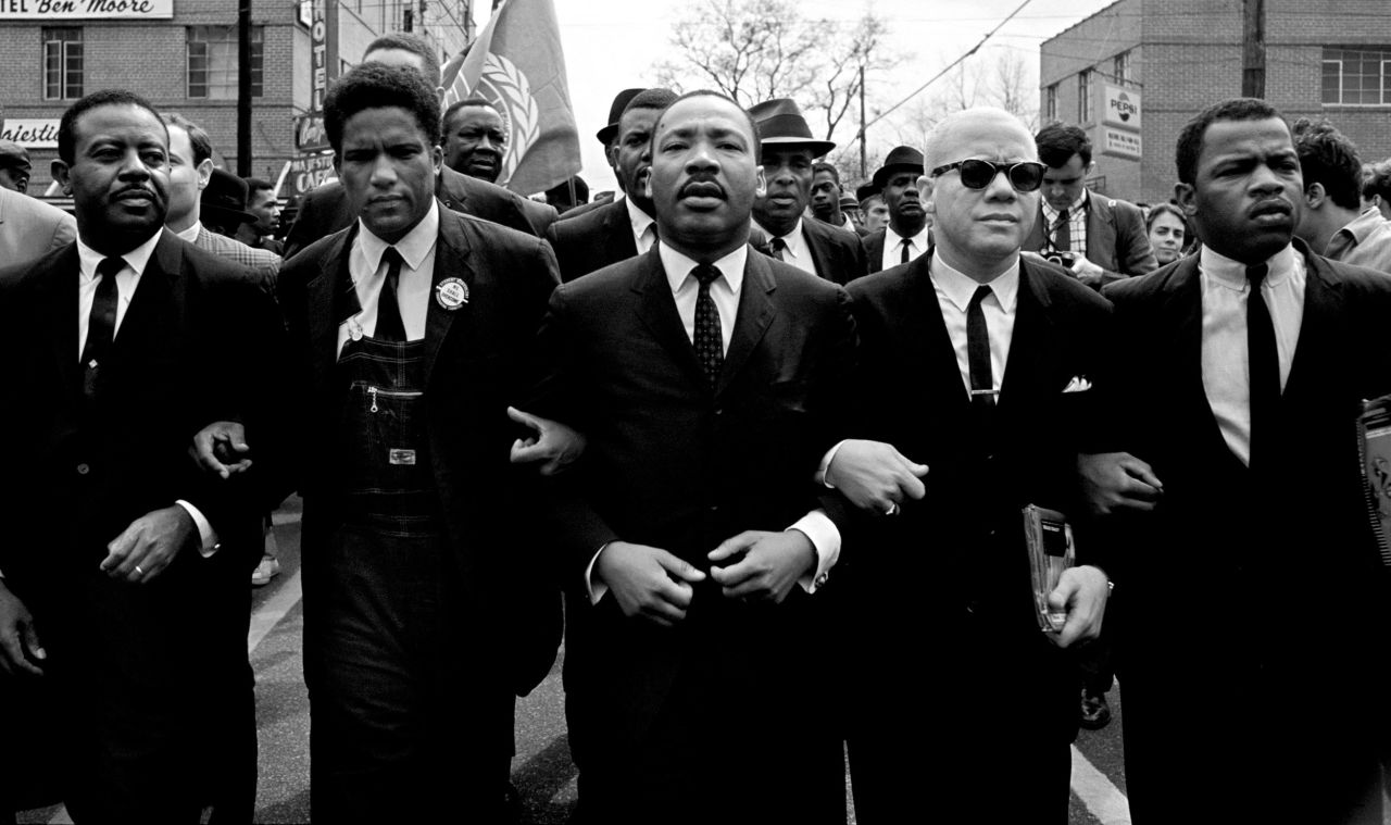 Martin Luther King Jr., center, leads one of the Selma to Montgomery marches in 1965. With King, from left, are Ralph Abernathy, James Forman, Jesse Douglas and John Lewis.
