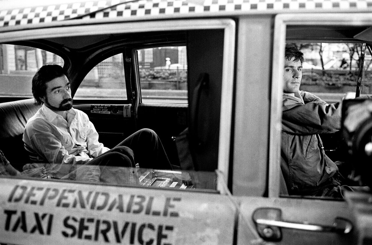 Director Martin Scorsese sits behind actor Robert De Niro during the filming of 1976's "Taxi Driver." Schapiro took photos on the movie sets of many famous movies, including "The Godfather" and "Chinatown."