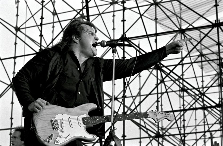 Meat Loaf performs in 1979 at Donington stadium in England.
