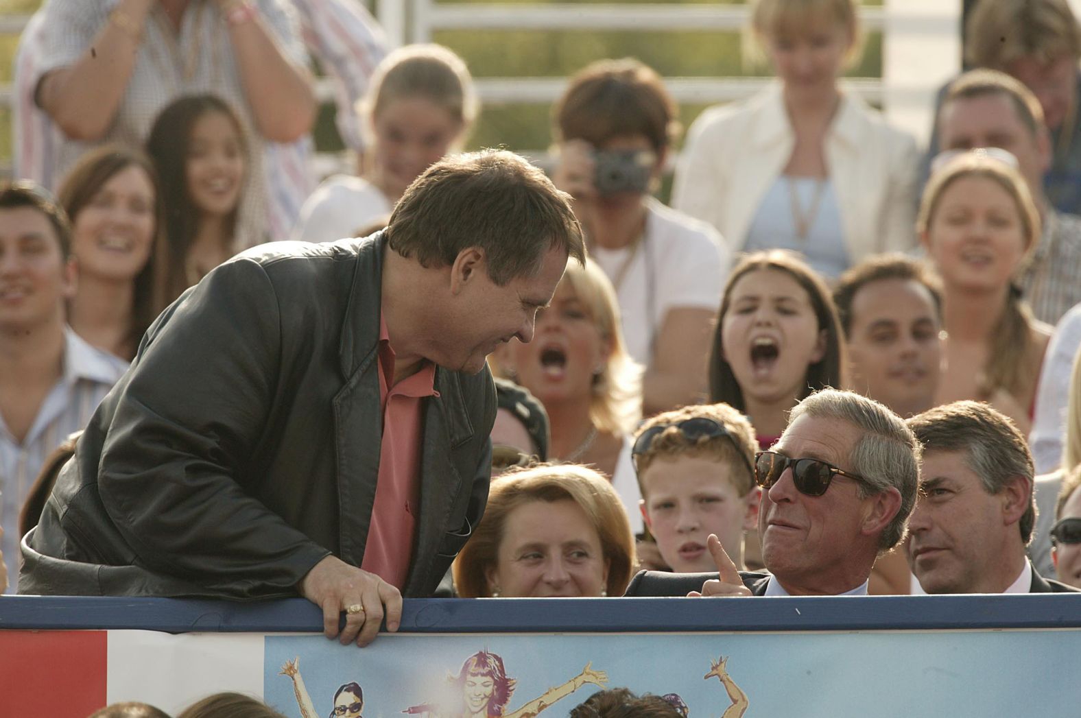 Prince Charles and Meat Loaf attend the 95.8 Capital FM's Party In The Park for the Prince's Trust on July 6, 2003, at Hyde Park in London.