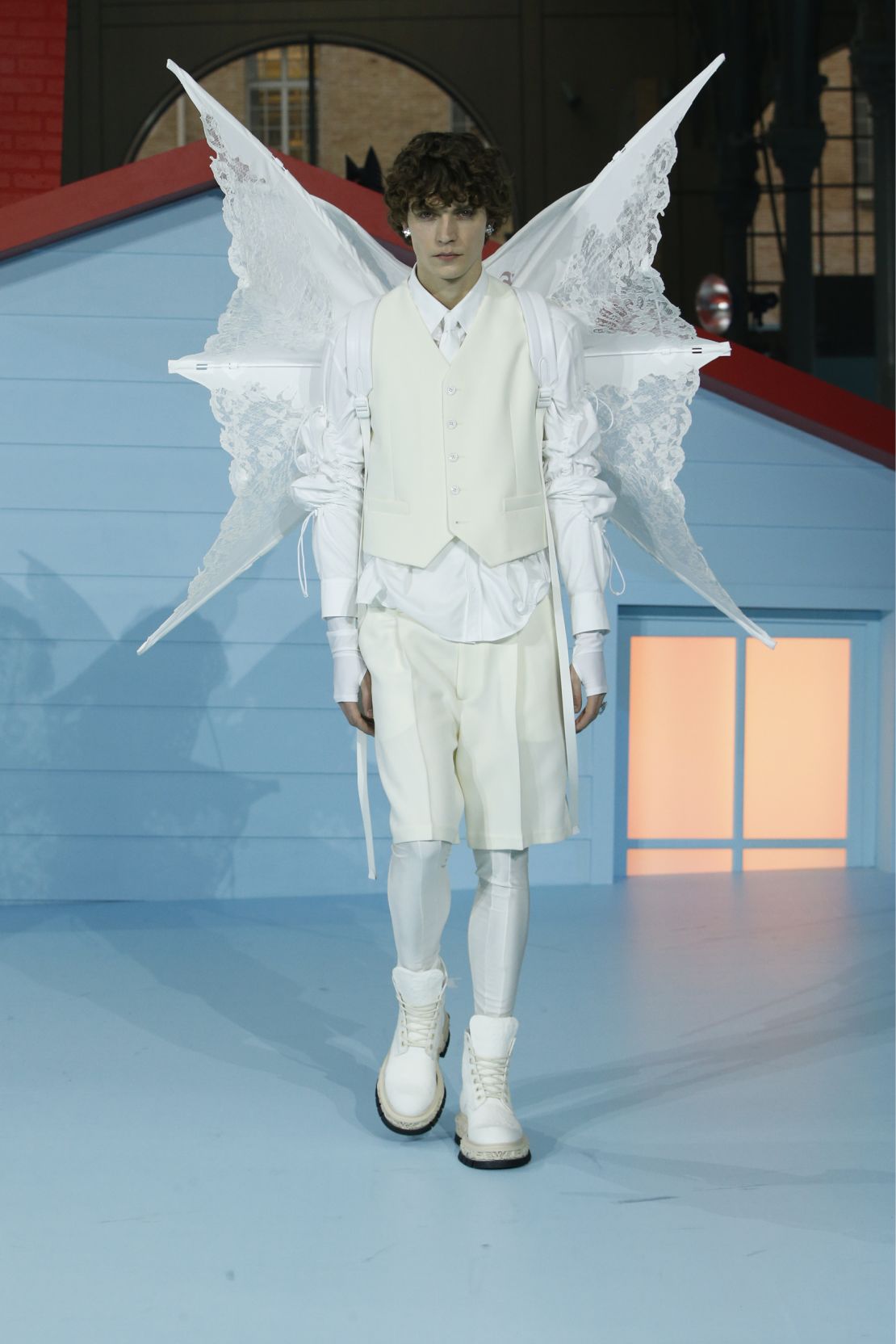 There was a moving ethereal quality to the presentation, lace kites fashioned into angelic wings.